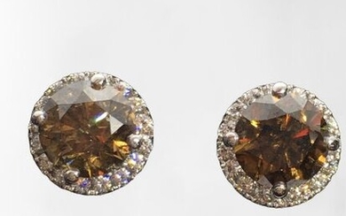 18 kt. White gold - Earrings - 4.70 ct Diamond - Diamonds