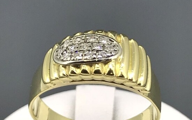 18 kt. White gold, Yellow gold - Ring - 0.13 ct Diamond