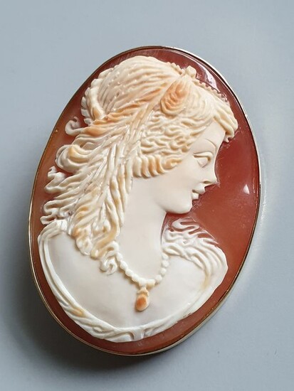 18 kt. Yellow gold - Brooch, Pendant cameo