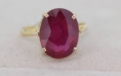 18 kt. Yellow gold - Ring - 4.00 ct Ruby