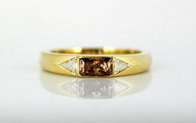 18 kt. Yellow gold - Ring Brown Diamond - Diamonds