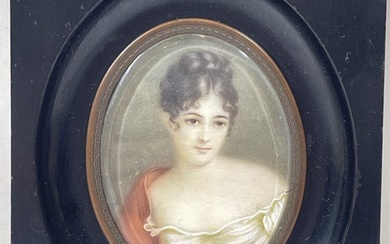 18/19th Century Portrait Miniature in Ebonized Wood Frame