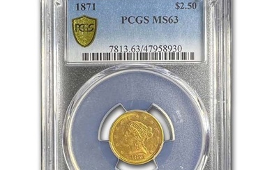 1871 $2.50 Liberty Gold Quarter Eagle MS-63 PCGS