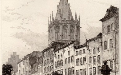 1884 Robert Kent ThomasThe Alt Market, Cologne etching signed