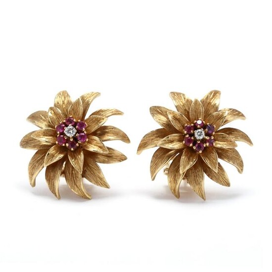 18KT Gold and Gem-Set Earrings, Tiffany and Co.
