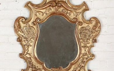 18TH C. CARVED PAINTED GILT WOOD ITALIAN MIRROR