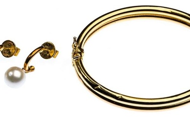 18k Yellow Gold Bracelet and Pierced Earrings