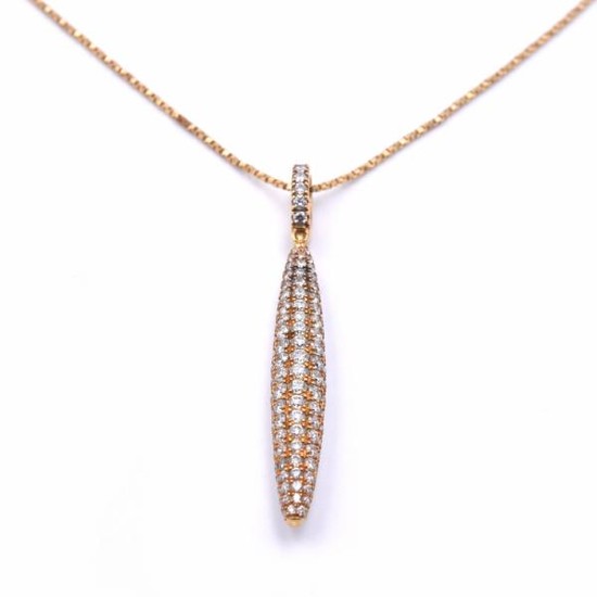 18k Yellow Gold Diamond Drop 19" Necklace