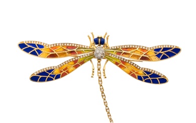 18kt yellow gold dragonfly brooch