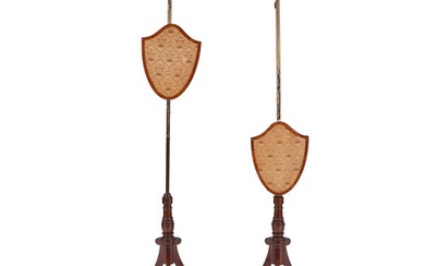 18th century A pair of mahogany and brass fire screens conve...