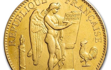 1907-A France Gold 100 Francs Lucky Angel