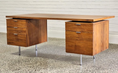 1950s walnut 'Executive Office Group' desk by George Nelson for Herman Miller (75 x 175 x 90cm)