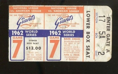 1962 World Series Ticket Yankees @ Giants New York Clinch Game 7