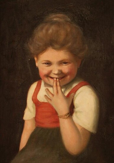 19TH CENTURY OIL ON CANVAS PORTRAIT OF YOUNG GIRL
