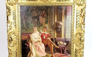 19th C. F. Soulacroix Signed Oil on Canvas "Love Song"