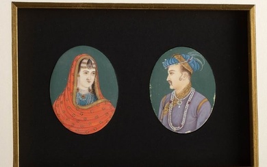 19th C. Indo-Persian Mughal Portraits Painted on Bone