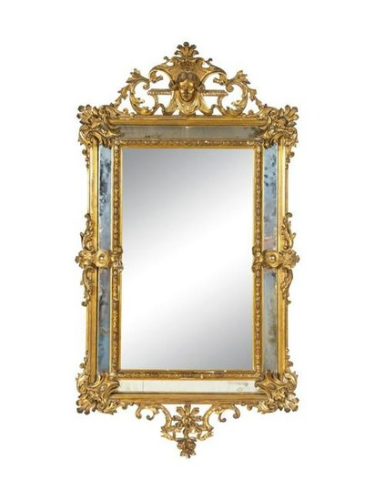 19th C. Large Italian Carved Giltwood Mirror