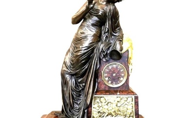 19th Century Classical Bronze and Marble Mantel Clock