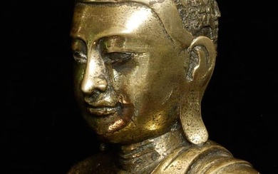 19thC Burmese Mandalay style bronze Buddha.
