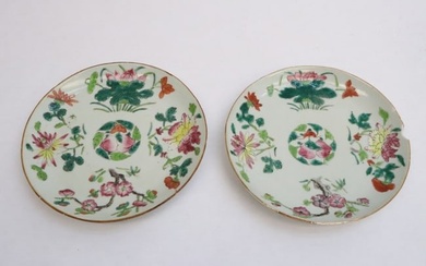 2 Chinese antique famille rose porcelain plates