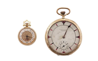 2 GOLD POCKET WATCHES. 18K YELLOW GOLD.