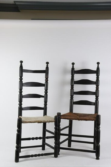(2) Ladder-Back Side Chairs in Black Paint