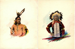 (2) Native American Indian Colored Photographs