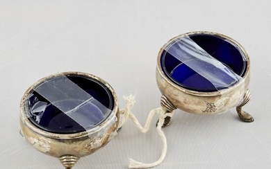 2 Silver Plated Bowls with glass inserts
