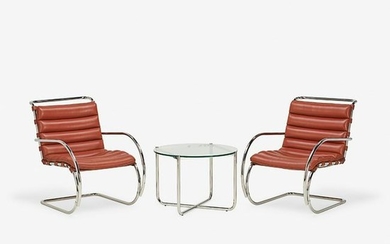 LUDWIG MIES VAN DER ROHE FOR KNOLL PAIR OF MR LOUNGE