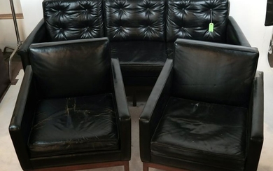 20th C. Modern Leather Salon Suite