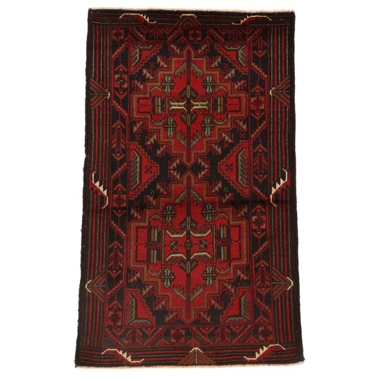 2'10 x 5' Hand-Knotted Afghan Baluch Accent Rug