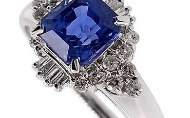 2.23ctw - 1.92ct Natural Sapphire and 0.31ct Natural Diamonds - IGI Report - Platinum - Ring Sapphire