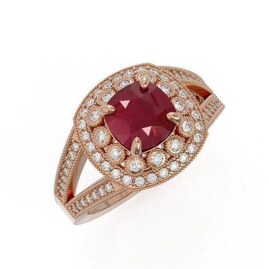 2.69 ctw Certified Ruby & Diamond Victorian Ring 14K