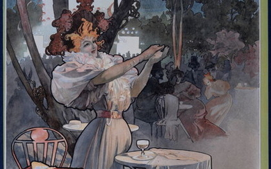 Alphonse Mucha - Figaro illustré : Les Cafés Concerts - Original 1894 lithograph cover (1)