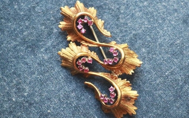 18 kt. Yellow gold - Brooch - 1.00 ct Ruby