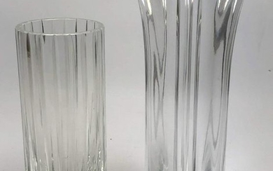 2pc BACCARAT Vases. One with triangular design, one wit