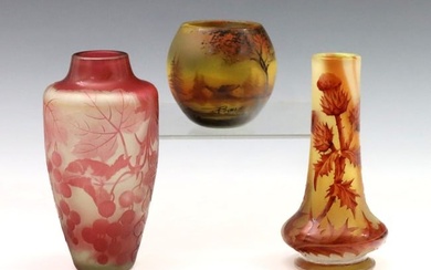 3 French Art Glass Vases