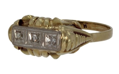 Art Deco - 14 kt. Yellow gold - Ring - 0.03 ct Diamond