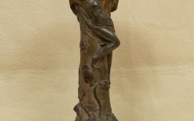 Henri Honore Ple French Bronze Vase, Nude with Poppies