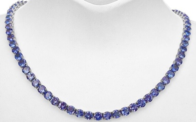 38.07 Carat Tanzanite Necklace - 14 kt. White gold - Necklace - NO RESERVE