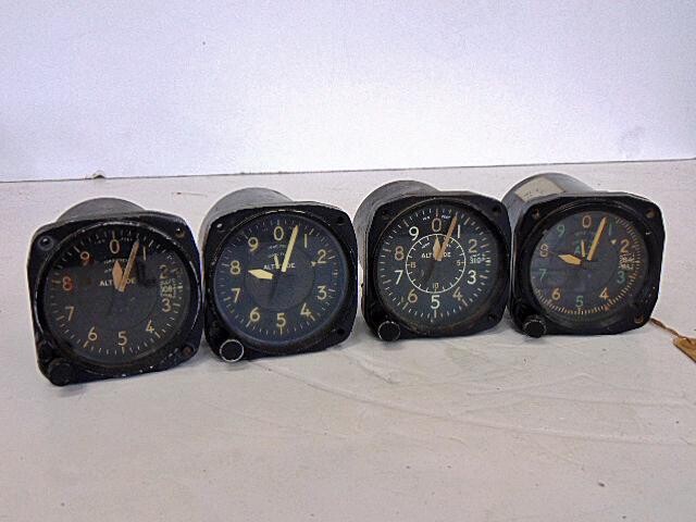 4 Airplane Altimeters, Kollsman M. C-11, Bullava B-11