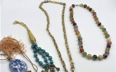 4 Assorted : 3 Necklaces Color Beads , Versace, Tassel
