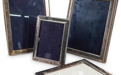 (4 Pc) English Sterling Silver Photo Frames Grouping Set