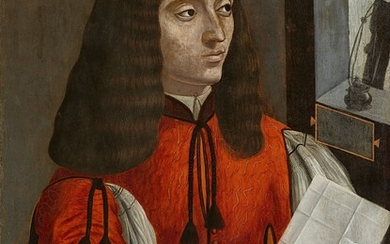 Milanese School, late 15th century - Portrait of a Gentleman in a Red Coat Holding a Lute and a Letter