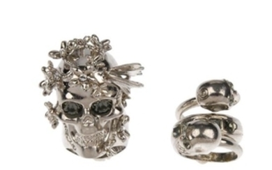 ALEXANDER MCQUEEN - two Skull rings. Both featuring