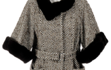 ARMANI COLLEZIONI - a three quarter-length virgin wool coat with fur trim.