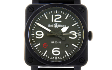 BELL & ROSS - a gentleman's ceramic BR03-92 wrist watch.
