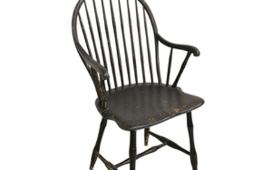 Black-painted Bow-back Windsor Armchair