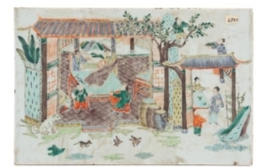 * A Chinese Famille Verte Porcelain Plaque