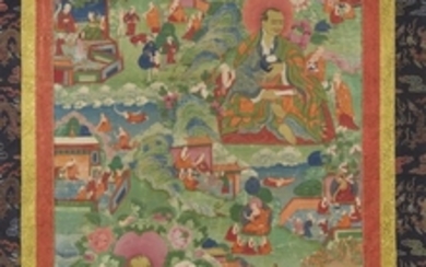 An East Tibetan thangka depicting two arhats. ...